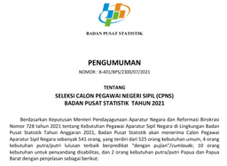 Seleksi Calon Pegawai Negeri Sipil (PNS) Badan Pusat Statistik Tahun 2021